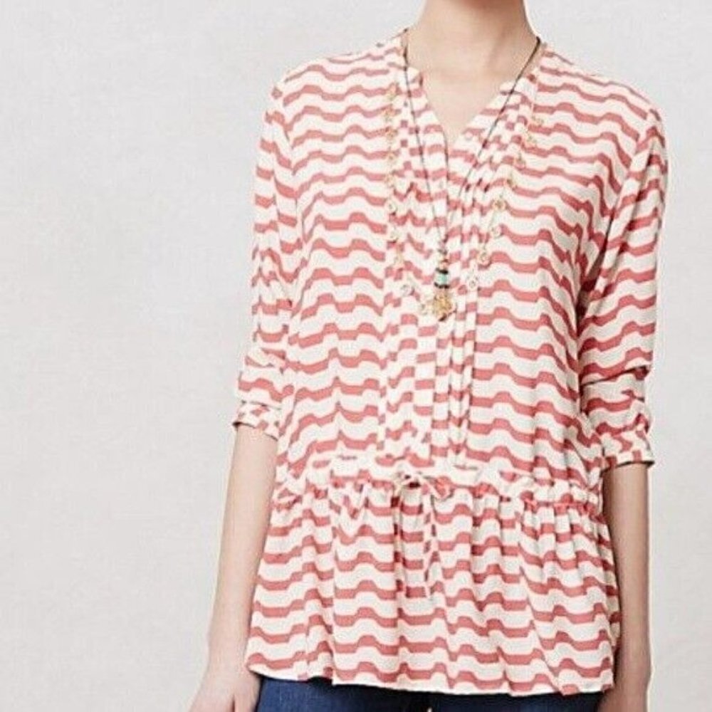 Isabella Sinclair Anthropologie Chevron Top Peplum